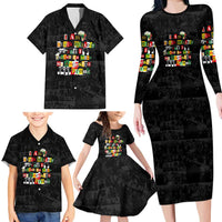 I Am Black History And I Strive To Make My Ancestor Proud Family Matching Long Sleeve Bodycon Dress and Hawaiian Shirt with Ancestral Collage Background and Afrocentric Lettering - Wonder Print Shop