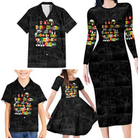 I Am Black History And I Strive To Make My Ancestor Proud Family Matching Long Sleeve Bodycon Dress and Hawaiian Shirt with Ancestral Collage Background and Afrocentric Lettering - Wonder Print Shop