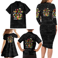 I Am Black History And I Strive To Make My Ancestor Proud Family Matching Long Sleeve Bodycon Dress and Hawaiian Shirt with Ancestral Collage Background and Afrocentric Lettering - Wonder Print Shop