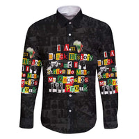 I Am Black History And I Strive To Make My Ancestor Proud Family Matching Long Sleeve Bodycon Dress and Hawaiian Shirt with Ancestral Collage Background and Afrocentric Lettering - Wonder Print Shop