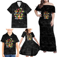 I Am Black History And I Strive To Make My Ancestor Proud Family Matching Off Shoulder Maxi Dress and Hawaiian Shirt with Ancestral Collage Background and Afrocentric Lettering - Wonder Print Shop