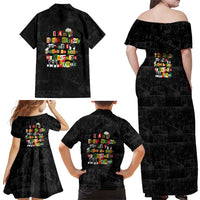 I Am Black History And I Strive To Make My Ancestor Proud Family Matching Off Shoulder Maxi Dress and Hawaiian Shirt with Ancestral Collage Background and Afrocentric Lettering - Wonder Print Shop