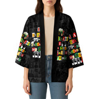 I Am Black History And I Strive To Make My Ancestor Proud Kimono with Ancestral Collage Background and Afrocentric Lettering - Wonder Print Shop