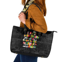 I Am Black History And I Strive To Make My Ancestor Proud Leather Tote Bag with Ancestral Collage Background and Afrocentric Lettering - Wonder Print Shop