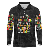 I Am Black History And I Strive To Make My Ancestor Proud Long Sleeve Polo Shirt with Ancestral Collage Background and Afrocentric Lettering - Wonder Print Shop