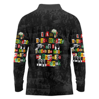 I Am Black History And I Strive To Make My Ancestor Proud Long Sleeve Polo Shirt with Ancestral Collage Background and Afrocentric Lettering - Wonder Print Shop