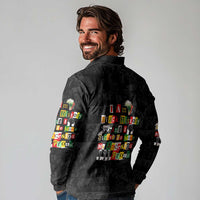 I Am Black History And I Strive To Make My Ancestor Proud Long Sleeve Polo Shirt with Ancestral Collage Background and Afrocentric Lettering - Wonder Print Shop