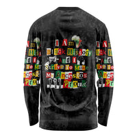 I Am Black History And I Strive To Make My Ancestor Proud Long Sleeve Shirt with Ancestral Collage Background and Afrocentric Lettering - Wonder Print Shop