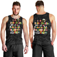 I Am Black History And I Strive To Make My Ancestor Proud Men Tank Top with Ancestral Collage Background and Afrocentric Lettering - Wonder Print Shop