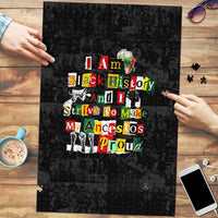I Am Black History And I Strive To Make My Ancestor Proud Puzzle with Ancestral Collage Background and Afrocentric Lettering - Wonder Print Shop
