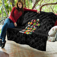 I Am Black History And I Strive To Make My Ancestor Proud Quilt with Ancestral Collage Background and Afrocentric Lettering - Wonder Print Shop