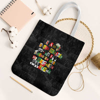 I Am Black History And I Strive To Make My Ancestor Proud Tote Bag with Ancestral Collage Background and Afrocentric Lettering - Wonder Print Shop