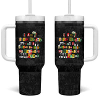 I Am Black History And I Strive To Make My Ancestor Proud Tumbler With Handle with Ancestral Collage Background and Afrocentric Lettering - Wonder Print Shop