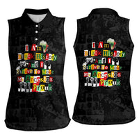 I Am Black History And I Strive To Make My Ancestor Proud Women Sleeveless Polo Shirt with Ancestral Collage Background and Afrocentric Lettering - Wonder Print Shop