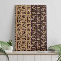 Tribe Script Canvas Wall Art with Bold Mudcloth Symbols and Brown Tan Split Design - Wonder Print Shop