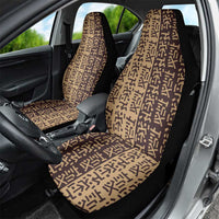 Tribe Script Car Seat Cover with Bold Mudcloth Symbols and Brown Tan Split Design - Wonder Print Shop