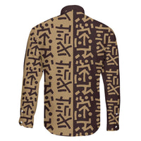 Tribe Script Family Matching Short Sleeve Bodycon Dress and Hawaiian Shirt with Bold Mudcloth Symbols and Brown Tan Split Design - Wonder Print Shop