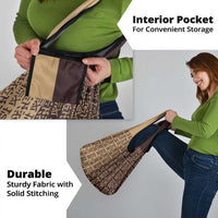 Tribe Script Grocery Bag with Bold Mudcloth Symbols and Brown Tan Split Design - Wonder Print Shop