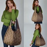 Tribe Script Grocery Bag with Bold Mudcloth Symbols and Brown Tan Split Design - Wonder Print Shop