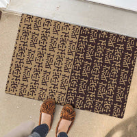 Tribe Script Rubber Doormat with Bold Mudcloth Symbols and Brown Tan Split Design - Wonder Print Shop