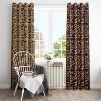 Tribe Script Window Curtain with Bold Mudcloth Symbols and Brown Tan Split Design - Wonder Print Shop