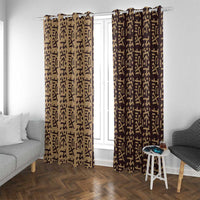 Tribe Script Window Curtain with Bold Mudcloth Symbols and Brown Tan Split Design - Wonder Print Shop