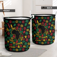 African Map Symbol Laundry Basket with Red Yellow Green Tribal Symbols and Empowering Pattern - Wonder Print Shop