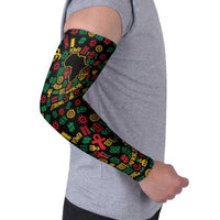 African Map Symbol Arm Sleeves with Red Yellow Green Tribal Symbols and Empowering Pattern - Wonder Print Shop