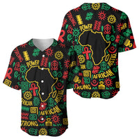 African Map Symbol Baseball Jersey with Red Yellow Green Tribal Symbols and Empowering Pattern - Wonder Print Shop