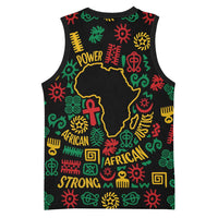 African Map Symbol Basketball Jersey with Red Yellow Green Tribal Symbols and Empowering Pattern - Wonder Print Shop