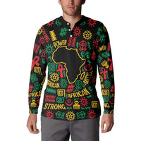 African Map Symbol Button Sweatshirt with Red Yellow Green Tribal Symbols and Empowering Pattern - Wonder Print Shop