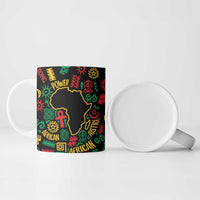 African Map Symbol Ceramic Mug with Red Yellow Green Tribal Symbols and Empowering Pattern - Wonder Print Shop