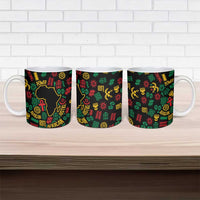 African Map Symbol Ceramic Mug with Red Yellow Green Tribal Symbols and Empowering Pattern - Wonder Print Shop