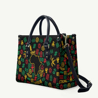 African Map Symbol Leather Bag with Red Yellow Green Tribal Symbols and Empowering Pattern - Wonder Print Shop