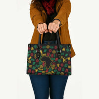 African Map Symbol Leather Bag with Red Yellow Green Tribal Symbols and Empowering Pattern - Wonder Print Shop