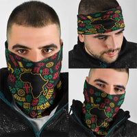 African Map Symbol Neck Gaiter with Red Yellow Green Tribal Symbols and Empowering Pattern - Wonder Print Shop