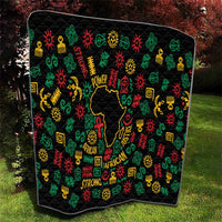 African Map Symbol Quilt with Red Yellow Green Tribal Symbols and Empowering Pattern - Wonder Print Shop