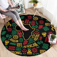 African Map Symbol Round Carpet with Red Yellow Green Tribal Symbols and Empowering Pattern - Wonder Print Shop