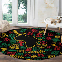 African Map Symbol Round Carpet with Red Yellow Green Tribal Symbols and Empowering Pattern - Wonder Print Shop