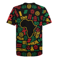 African Map Symbol Rugby Jersey with Red Yellow Green Tribal Symbols and Empowering Pattern - Wonder Print Shop