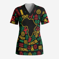 African Map Symbol Scrub Top with Red Yellow Green Tribal Symbols and Empowering Pattern - Wonder Print Shop