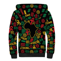 African Map Symbol Sherpa Hoodie with Red Yellow Green Tribal Symbols and Empowering Pattern - Wonder Print Shop