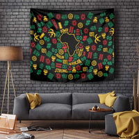 African Map Symbol Tapestry with Red Yellow Green Tribal Symbols and Empowering Pattern - Wonder Print Shop