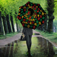 African Map Symbol Umbrella with Red Yellow Green Tribal Symbols and Empowering Pattern - Wonder Print Shop