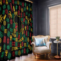 African Map Symbol Window Curtain with Red Yellow Green Tribal Symbols and Empowering Pattern - Wonder Print Shop