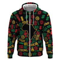 African Map Symbol Zip Hoodie with Red Yellow Green Tribal Symbols and Empowering Pattern - Wonder Print Shop