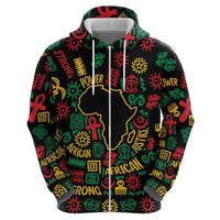 African Map Symbol Zip Hoodie with Red Yellow Green Tribal Symbols and Empowering Pattern - Wonder Print Shop