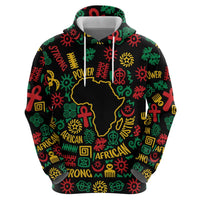 African Map Symbol Zip Hoodie with Red Yellow Green Tribal Symbols and Empowering Pattern - Wonder Print Shop