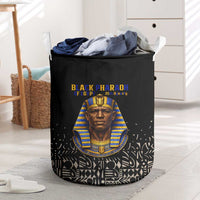 Taharqa Laundry Basket with Black Pharaoh Portrait, 25th Dynasty of Egypt Text and Nubian-Inspired - Wonder Print Shop