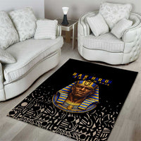 Taharqa Area Rug with Black Pharaoh Portrait, 25th Dynasty of Egypt Text and Nubian-Inspired - Wonder Print Shop